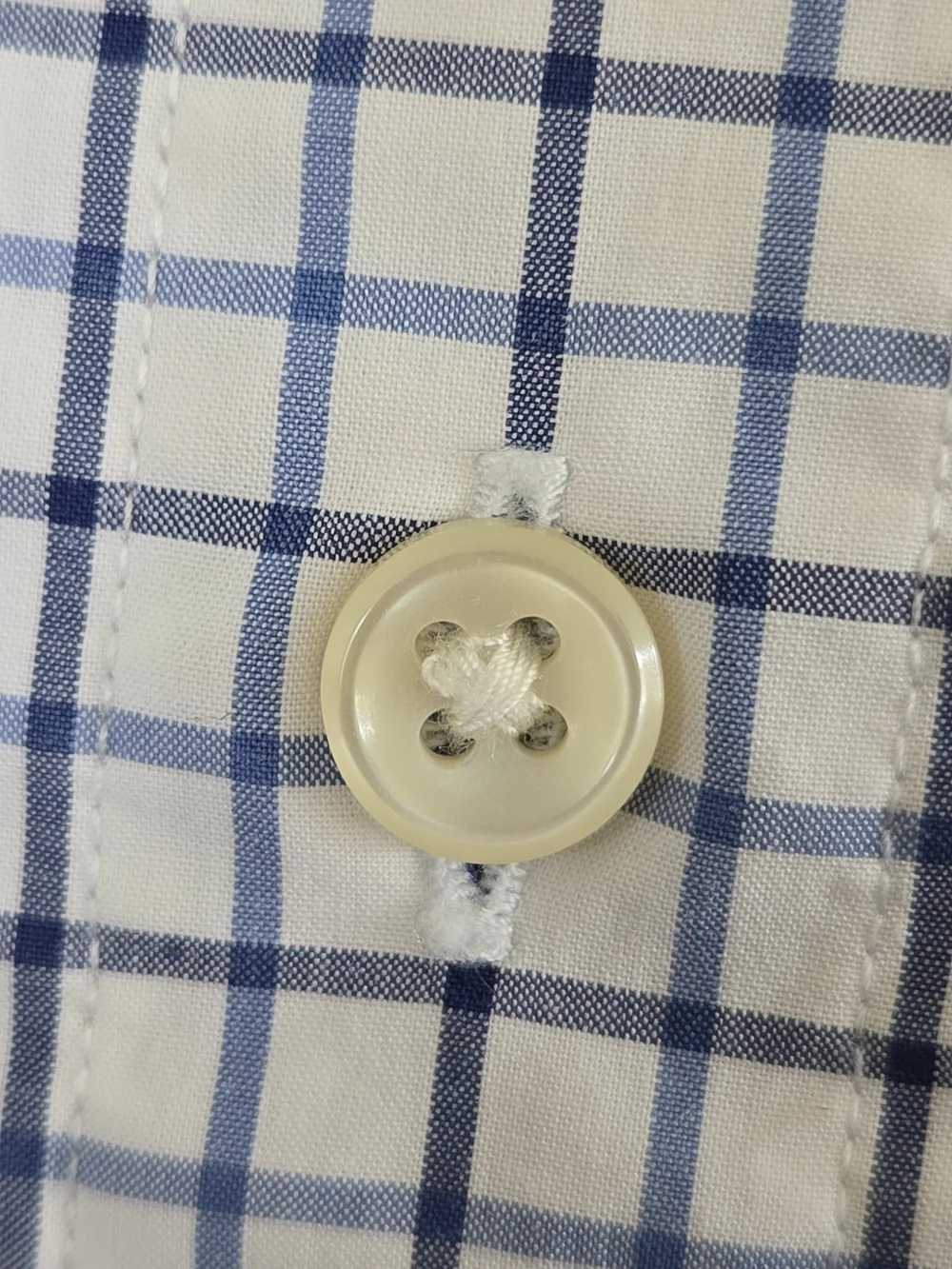 Polo Ralph Lauren White Shirt with Navy Windowpane Check